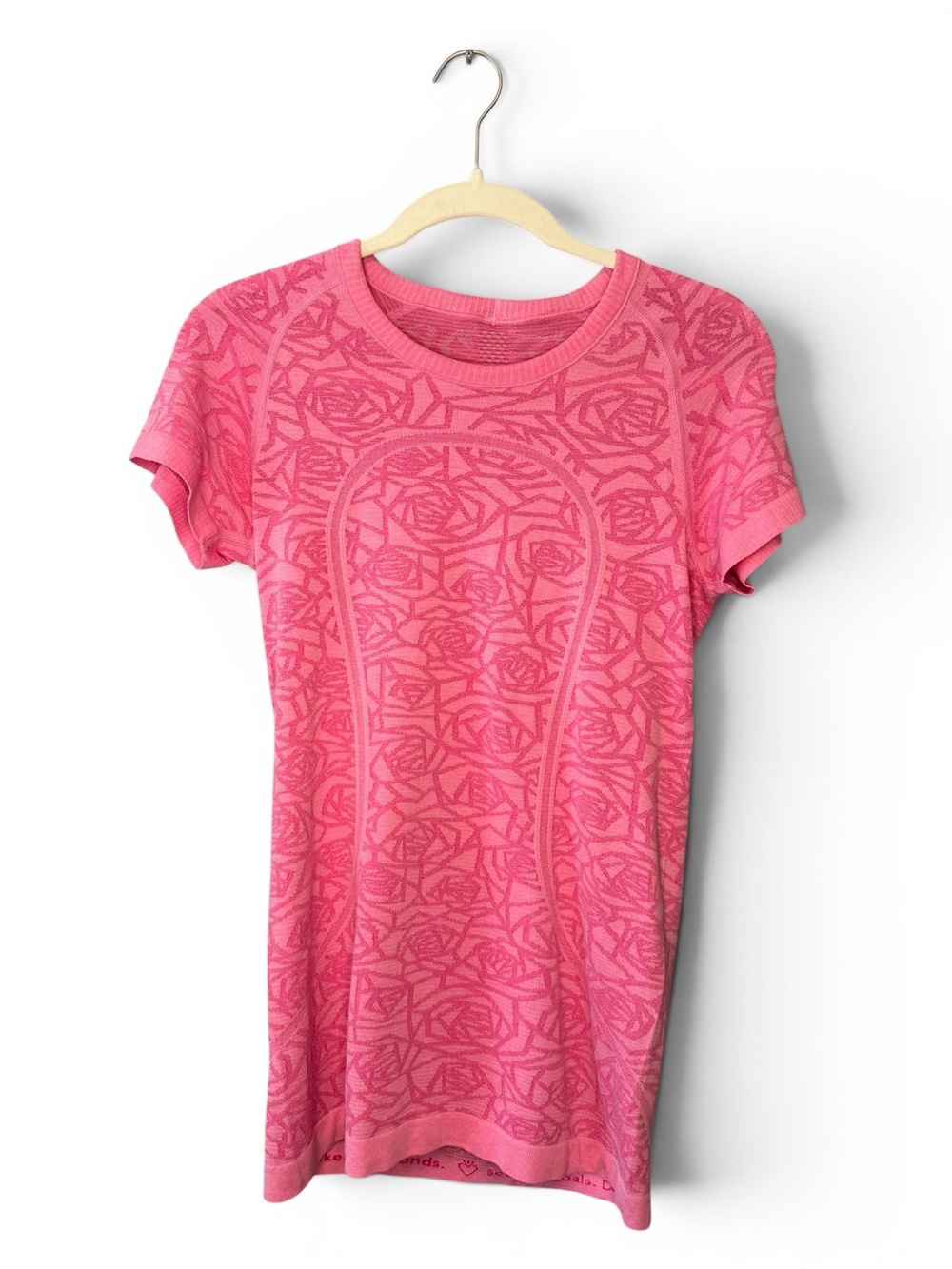 Lululemon Swiftly Tech Short Sleeve Crew | Rose Pattern Pink | Size 8